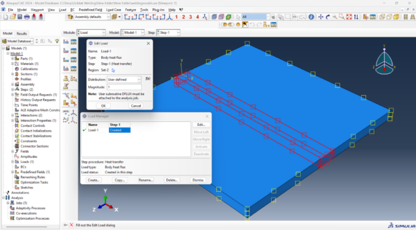 Goldak DFLUX Arc Welding Simulation Files for Abaqus