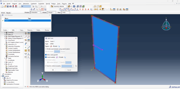 Abaqus 3D XFEM Crack Growth Simulation Files