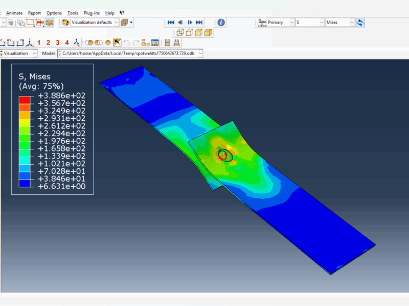 Spot Weld Tensile Shear Simulation Files for Abaqus